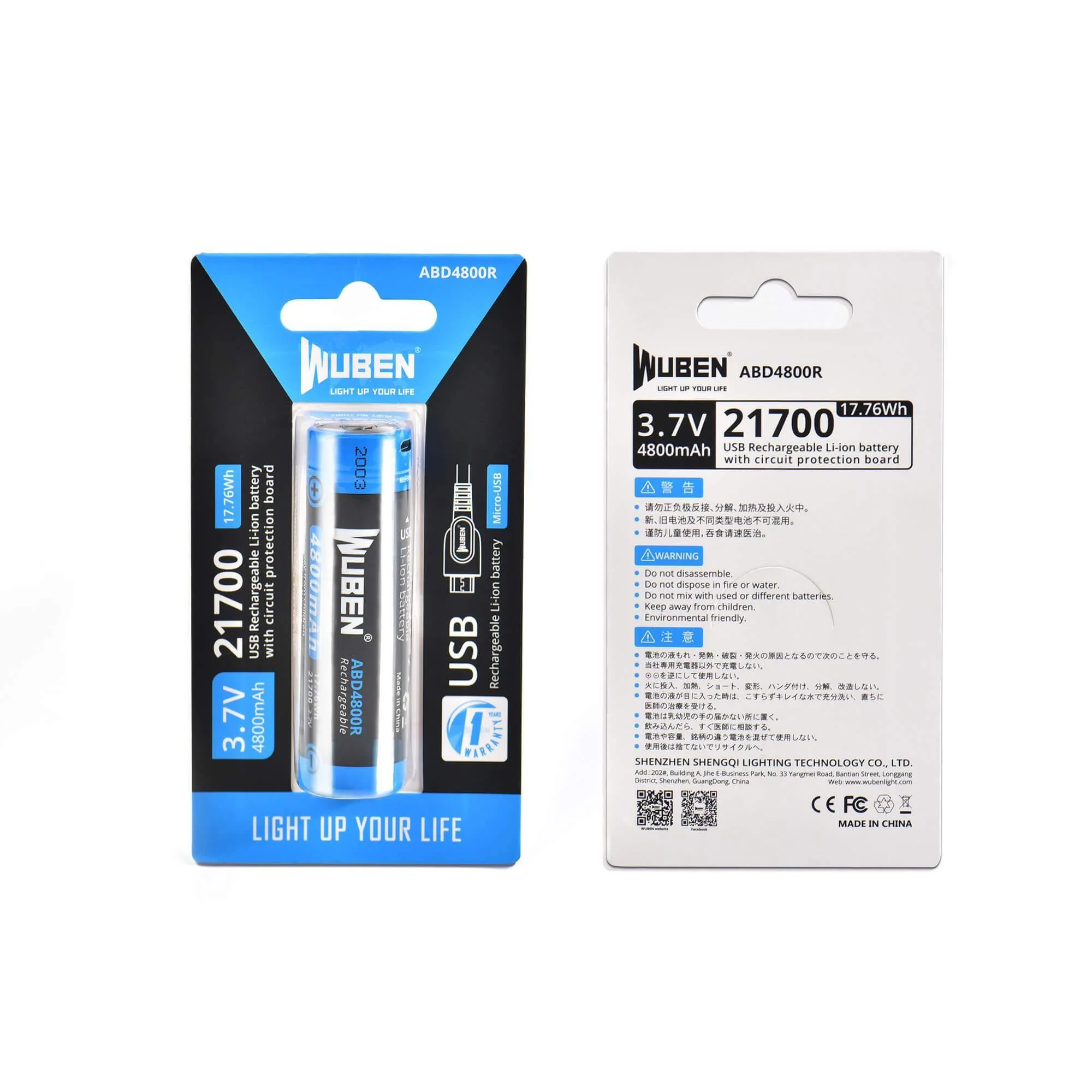 WUBEN ABD4800R Type-C 21700 Akku – 4800 mAh (Nur L3, C2 & A21) - Image 4