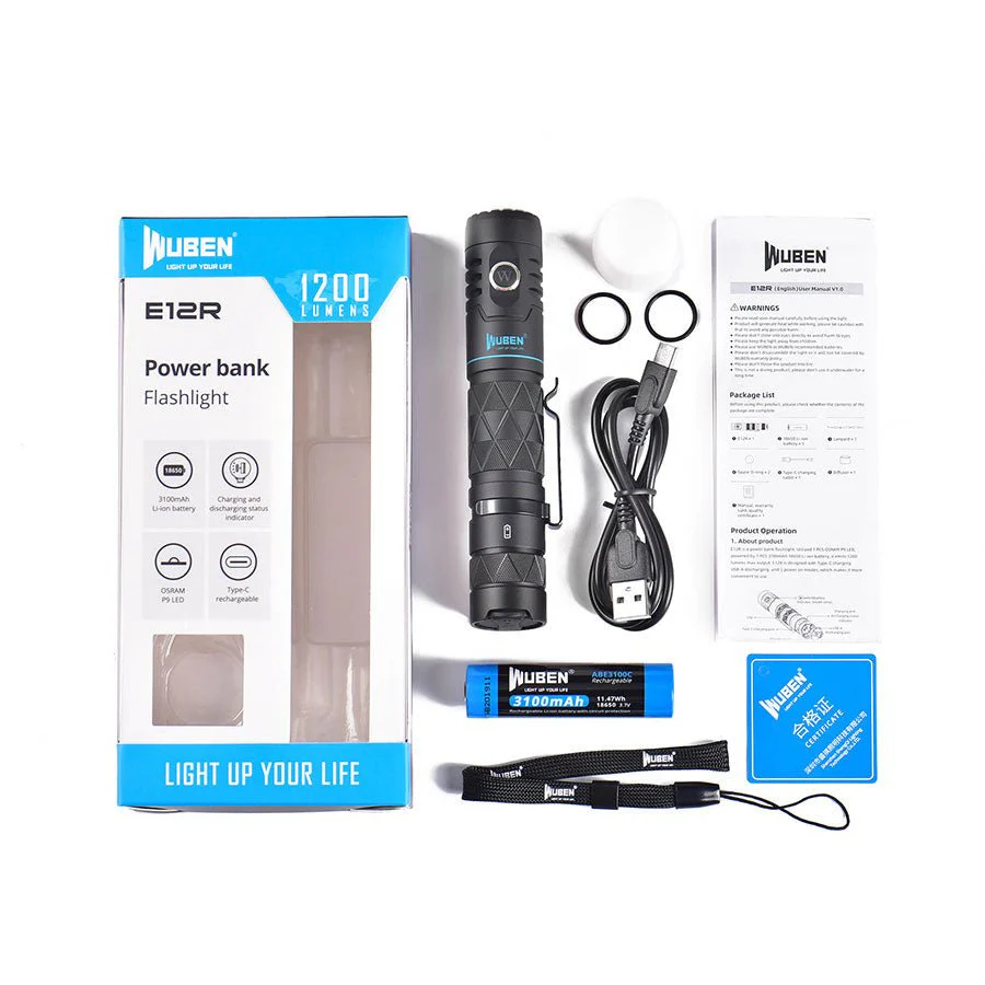 Wuben E12R 1200 Lumen Powerbank Taschenlampe - Image 6