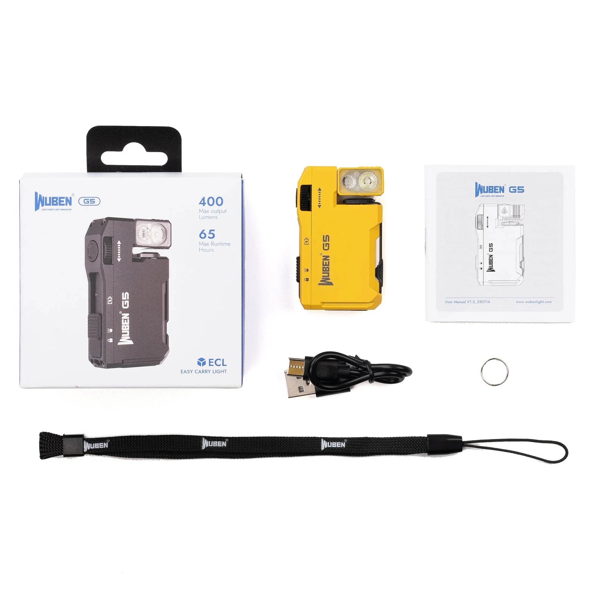 WUBEN G5 gelbe (Bundle) EDC-Lampe 400 Lumen - Image 6